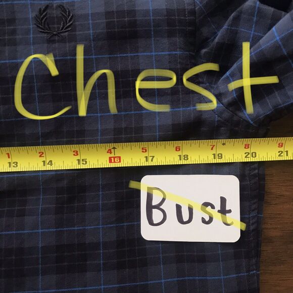 Fred Perry Navy Blue Cotton Plaid 100% Cotton Long Sleeve Collared Mens Shirt S - Picture 5 of 8